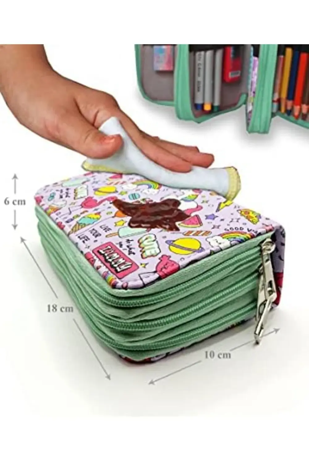 Kutusu - Organizer Vegan Deri Üç Bölmeli - Yeşil 1185222