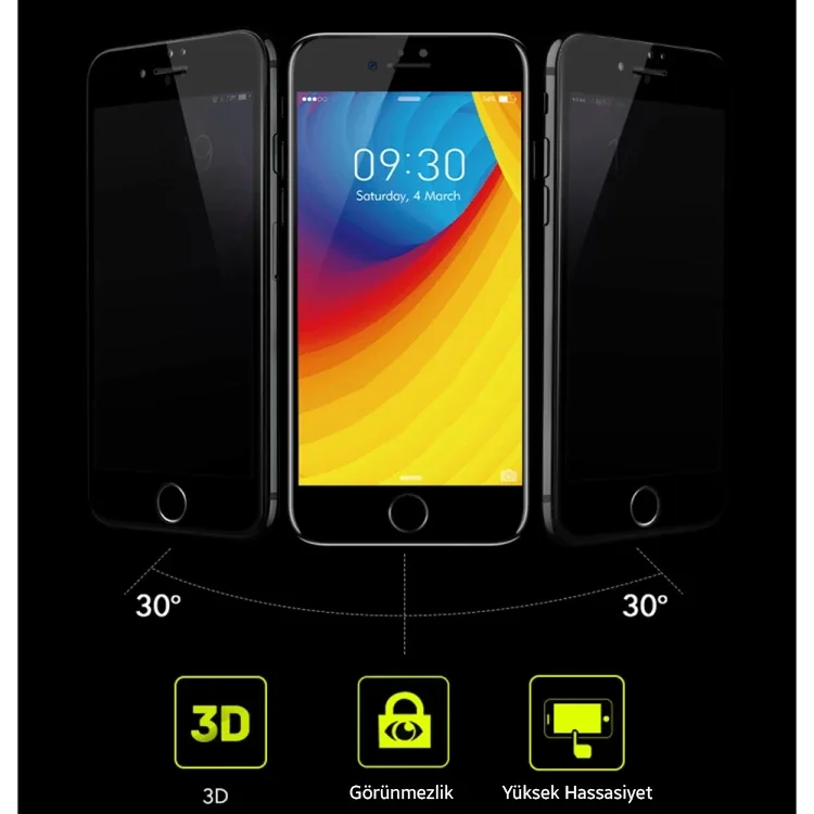 KUULAA İPhone 6S-6 Plus 3d Full Privacy Gizlilik Kırılmaz Cam Ekran Koruyucu-1852