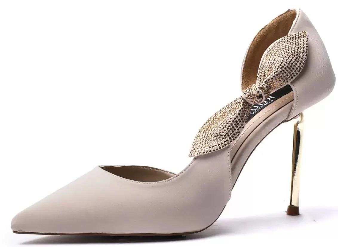 Kuum K25-820 Bej Stiletto 9 Cm Kadın Abiye Ayakkabı - Görsel 2