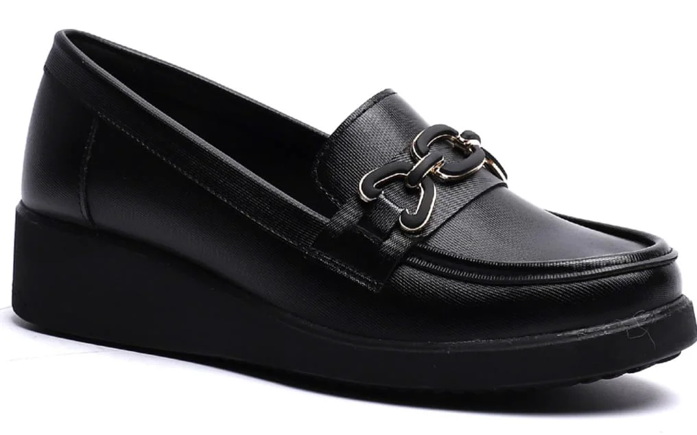 KUUM LONDON K152504 Siyah Dolgu Taban Kadın Ayakkabı