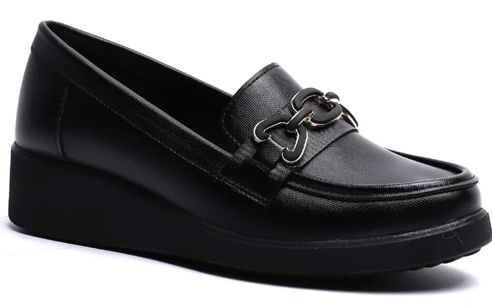 KUUM LONDON K152504 Siyah Dolgu Taban Kadın Ayakkabı