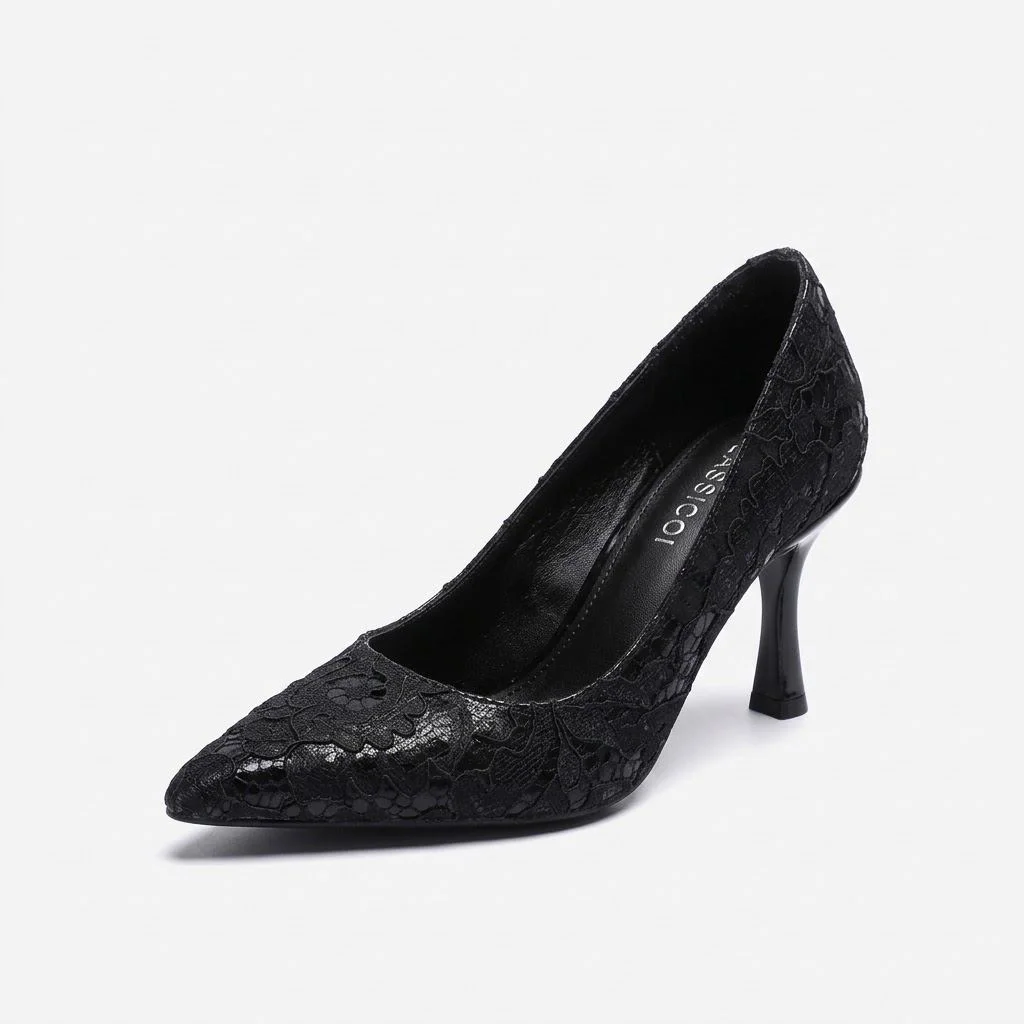 Kuum London K70-4777 Siyah Ökçeli 7 Cm Kadın Abiye Ayakkabı