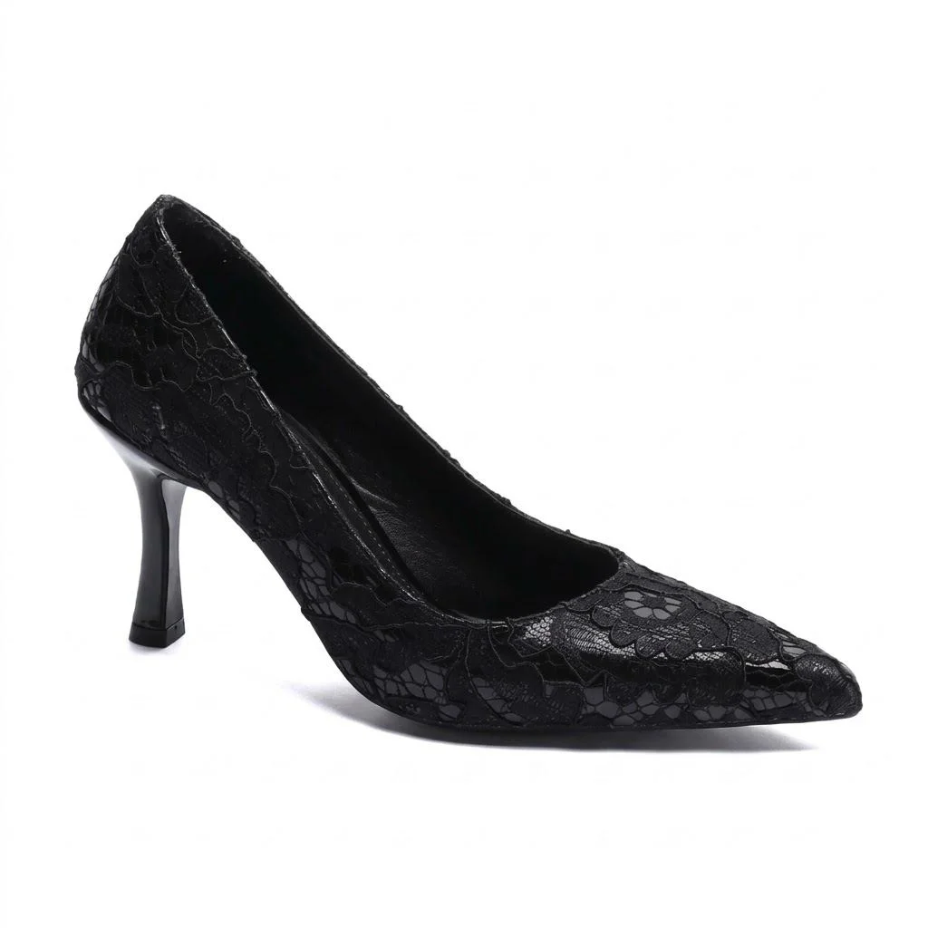 Kuum London K70-4777 Siyah Ökçeli 7 Cm Kadın Abiye Ayakkabı