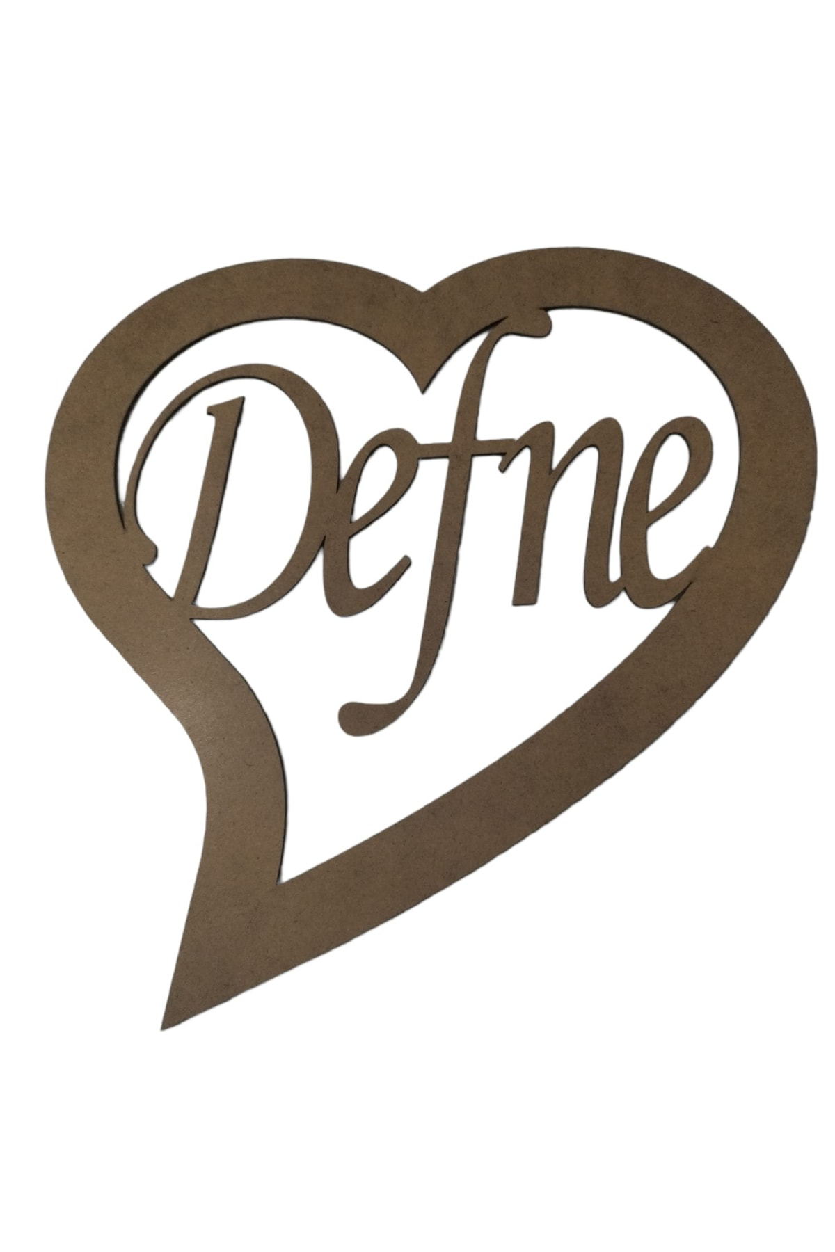 Leylaser Kuyruklu Kalp Figürlü 3 Mm Ham Mdf İsimli Kasnak 30 Cm