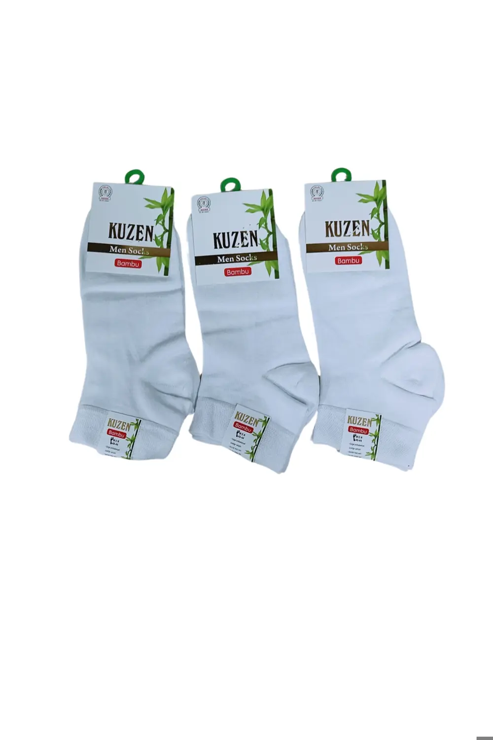 Kuzen Dikişsiz Yarım Konç Beyaz Bambu Erkek Çorap 12 Adet