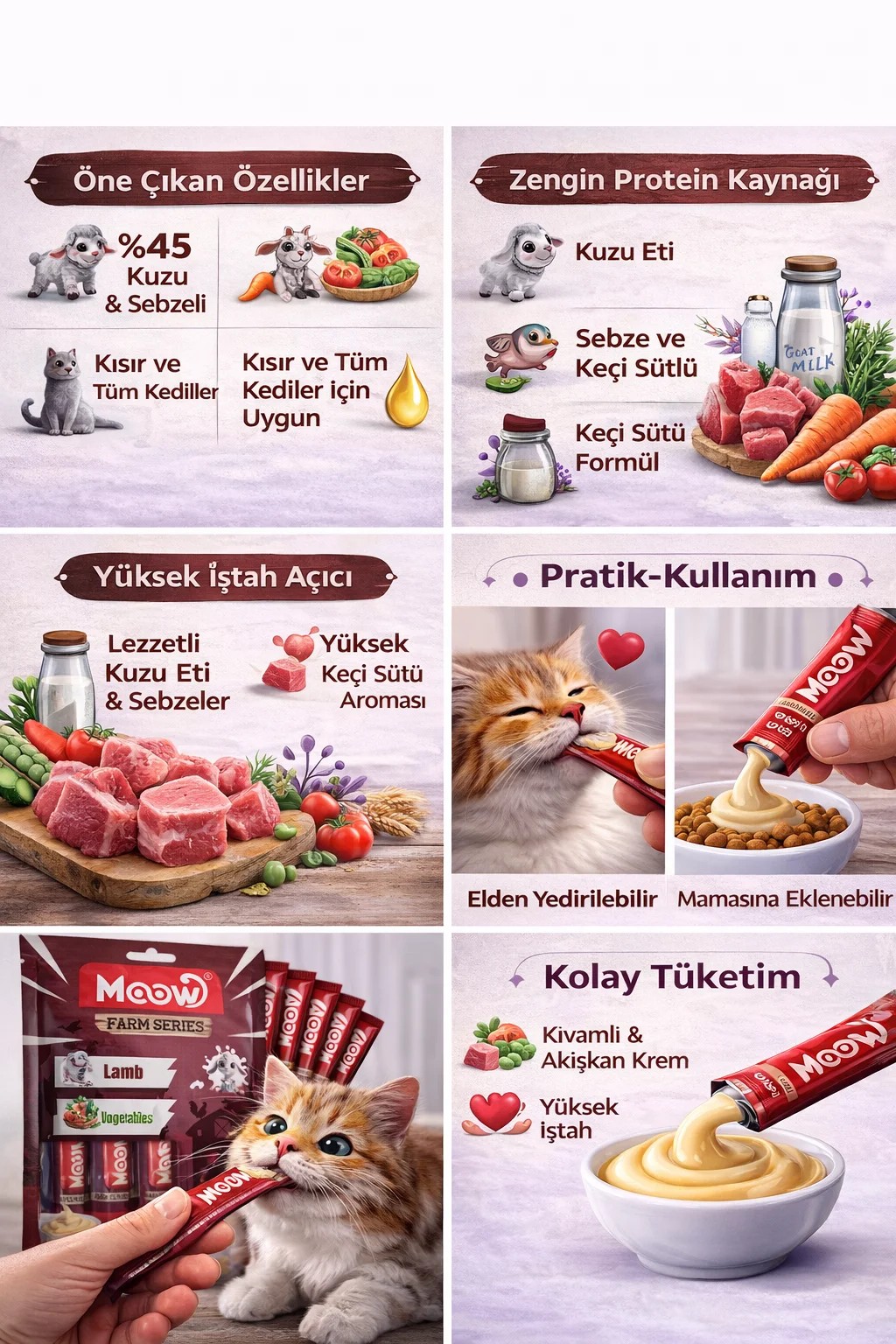 Kuzu Etli, Sebzeli ve Keçi Sütlü Kedi Krema Ödülü (6x12 gr)