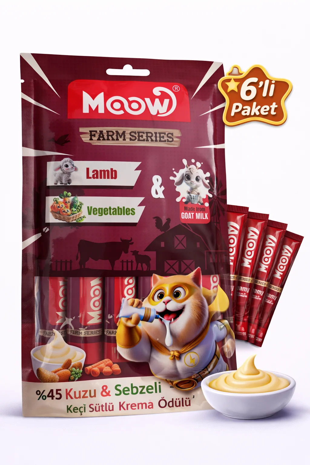 Kuzu Etli, Sebzeli ve Keçi Sütlü Kedi Krema Ödülü (6x12 gr)