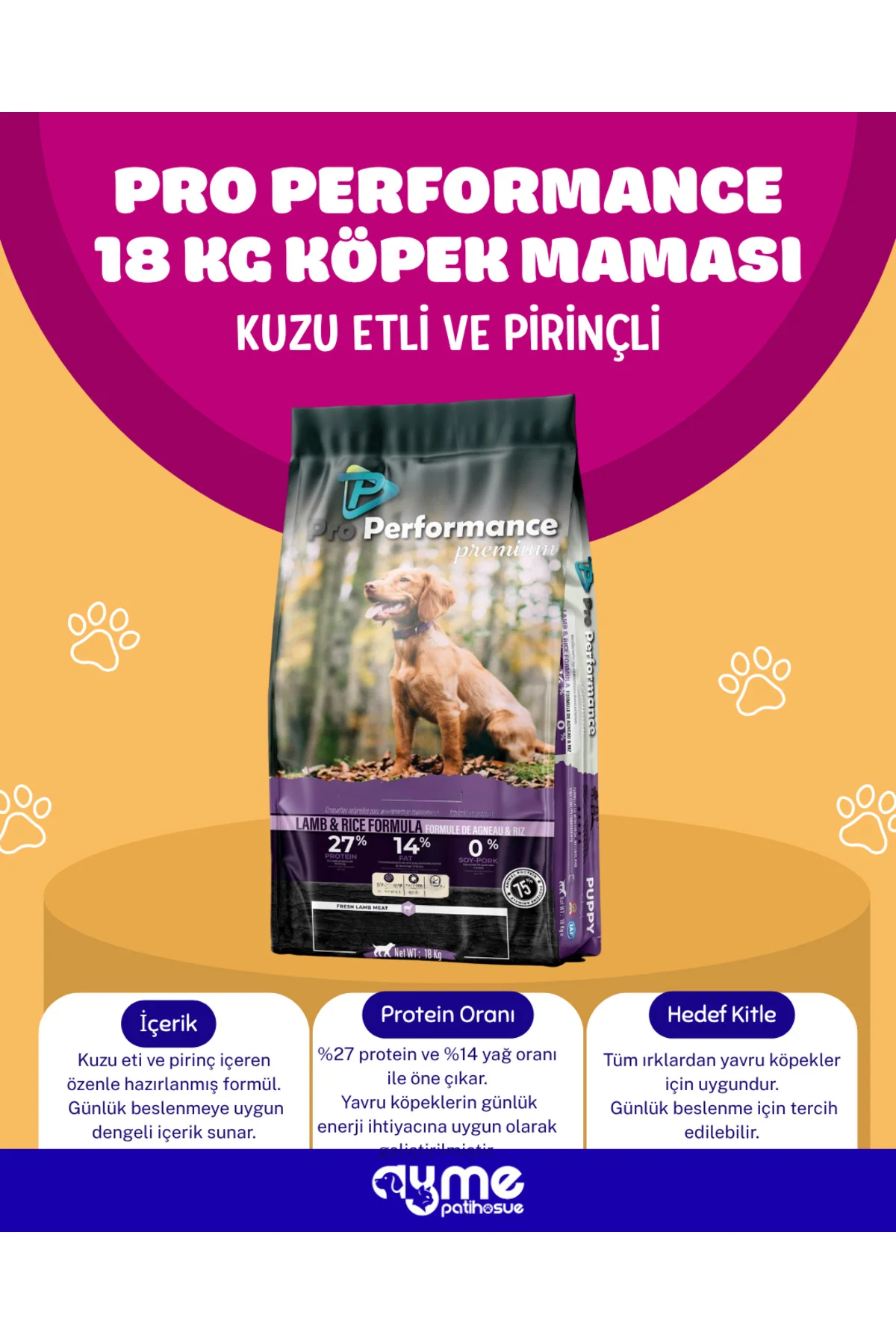Kuzu Etli Yavru Köpek Maması 18 Kg