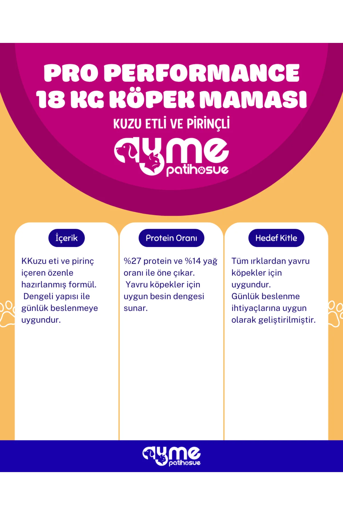 Kuzu Etli Yavru Köpek Maması 18 Kg