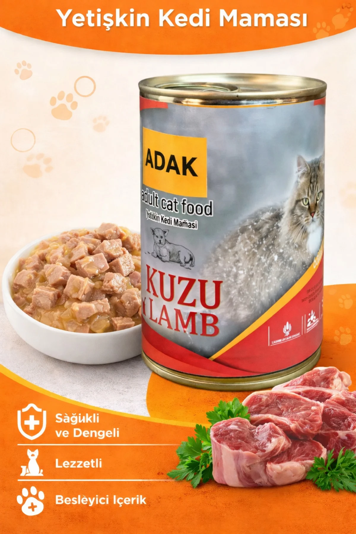 Kuzu Etli Yetişkin Kedi Maması Konservesi 24 x 415 G