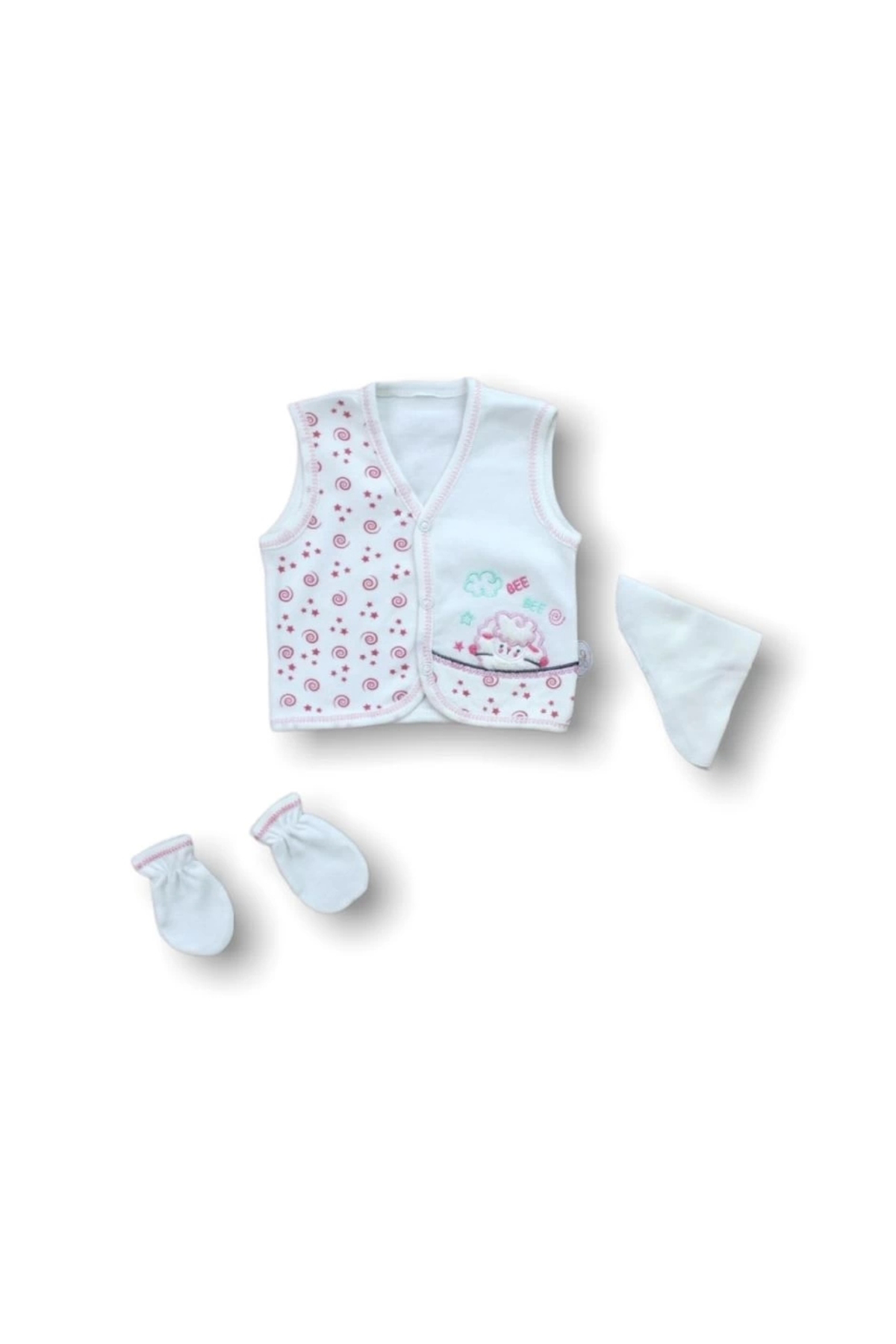 Diji Baby Kuzucuk Nakışlı %100 Cotton 5Li Zıbın Takımı Hastane Çıkışı
