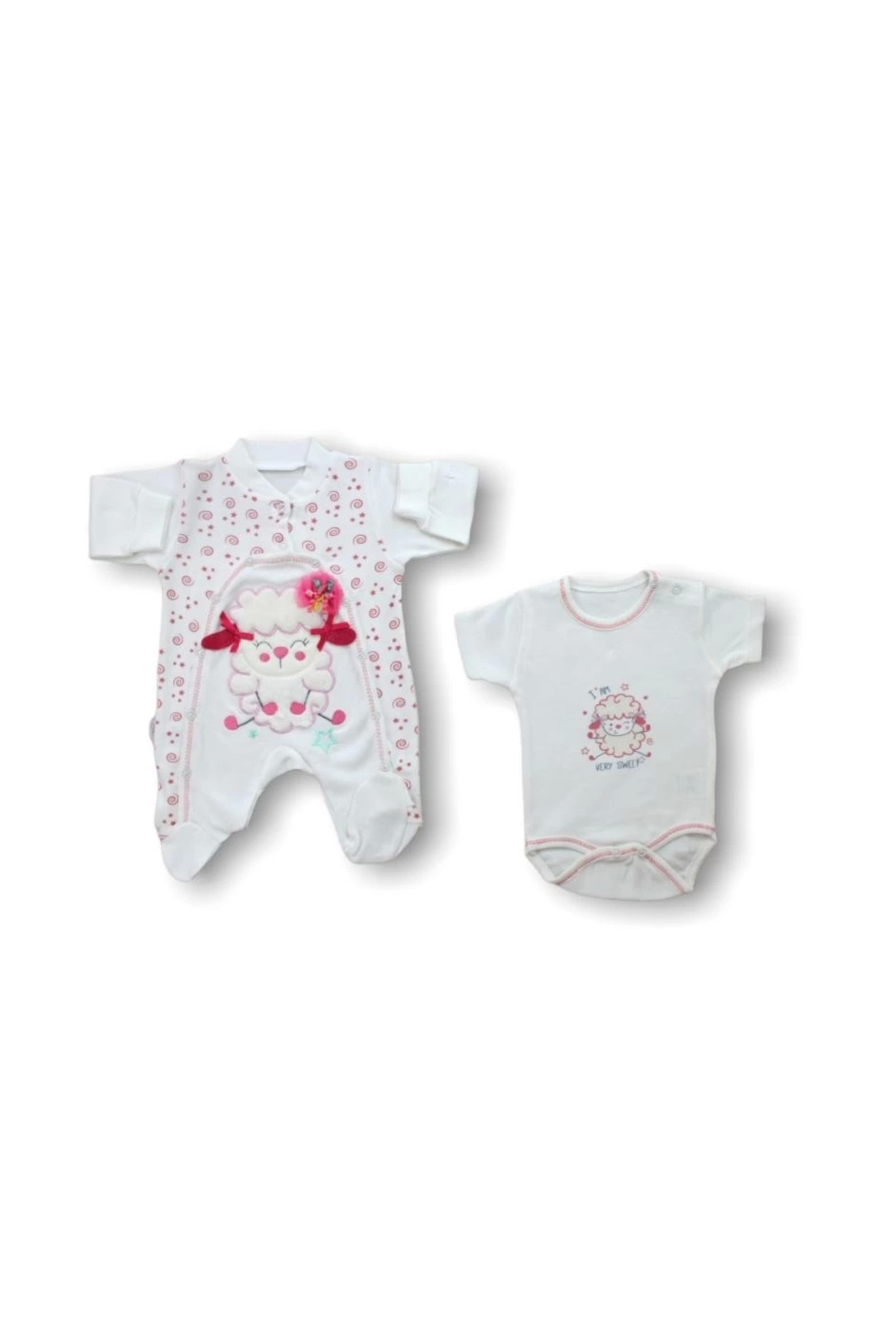 Diji Baby Kuzucuk Nakışlı %100 Cotton 5Li Zıbın Takımı Hastane Çıkışı