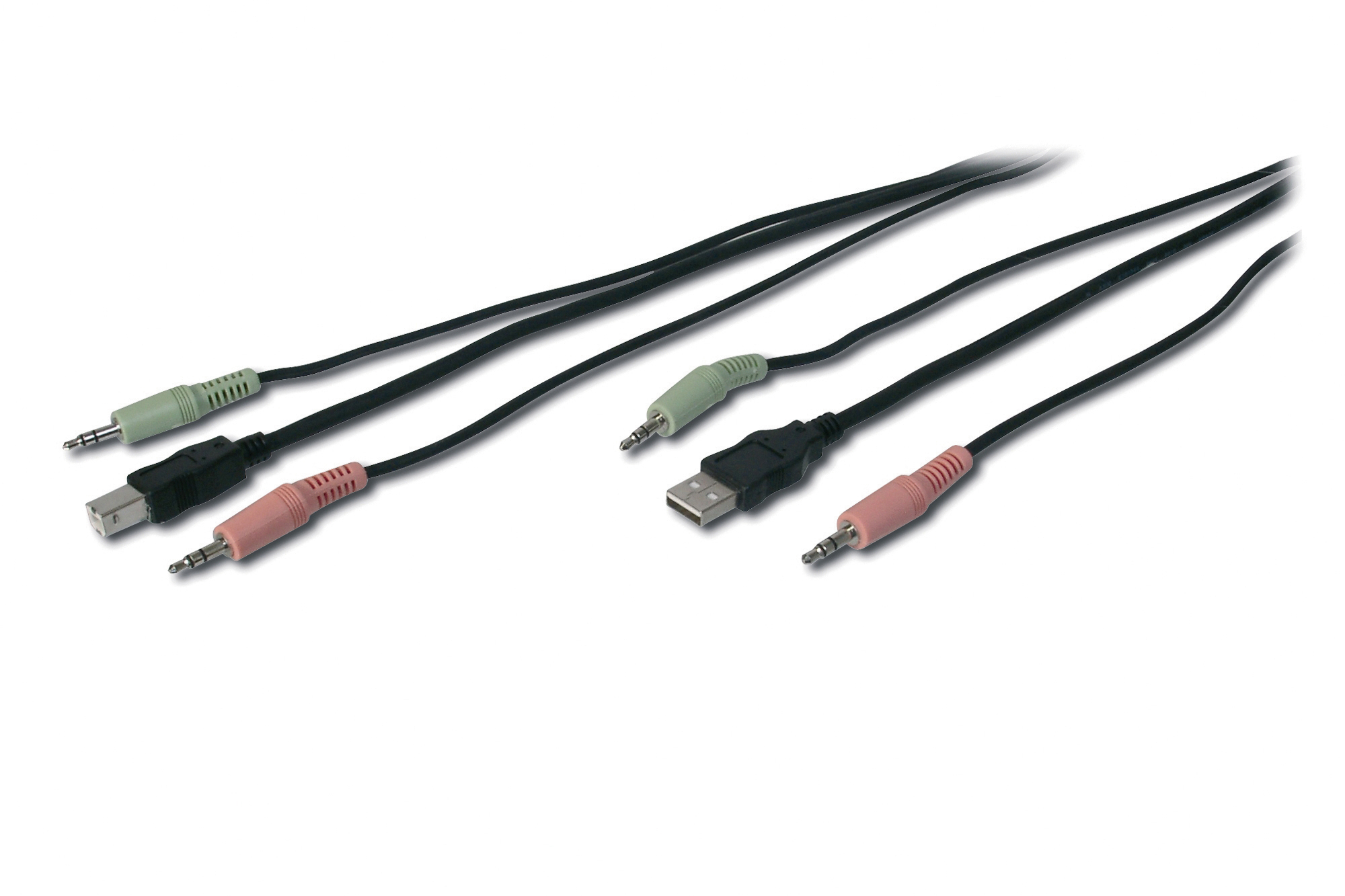 KVM Switch için Ses + USB Kablo Seti, 2 x 3,5 mm Erkek; USB A Erk