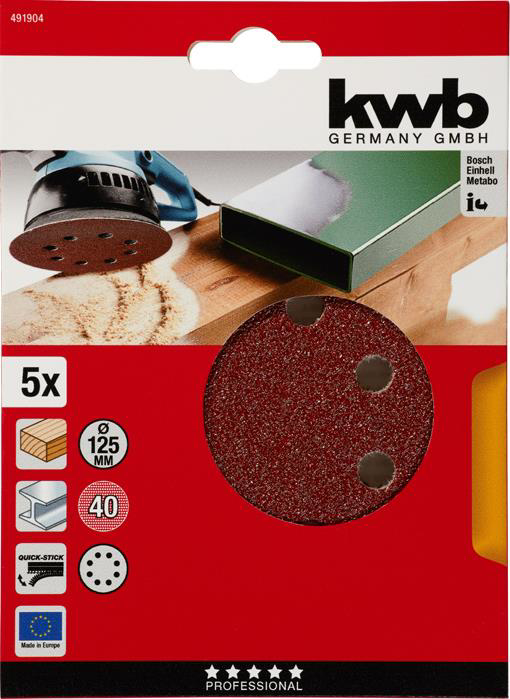 Kwb 491912 120 Kum Daire Zımpara 125 mm 5 Parça
