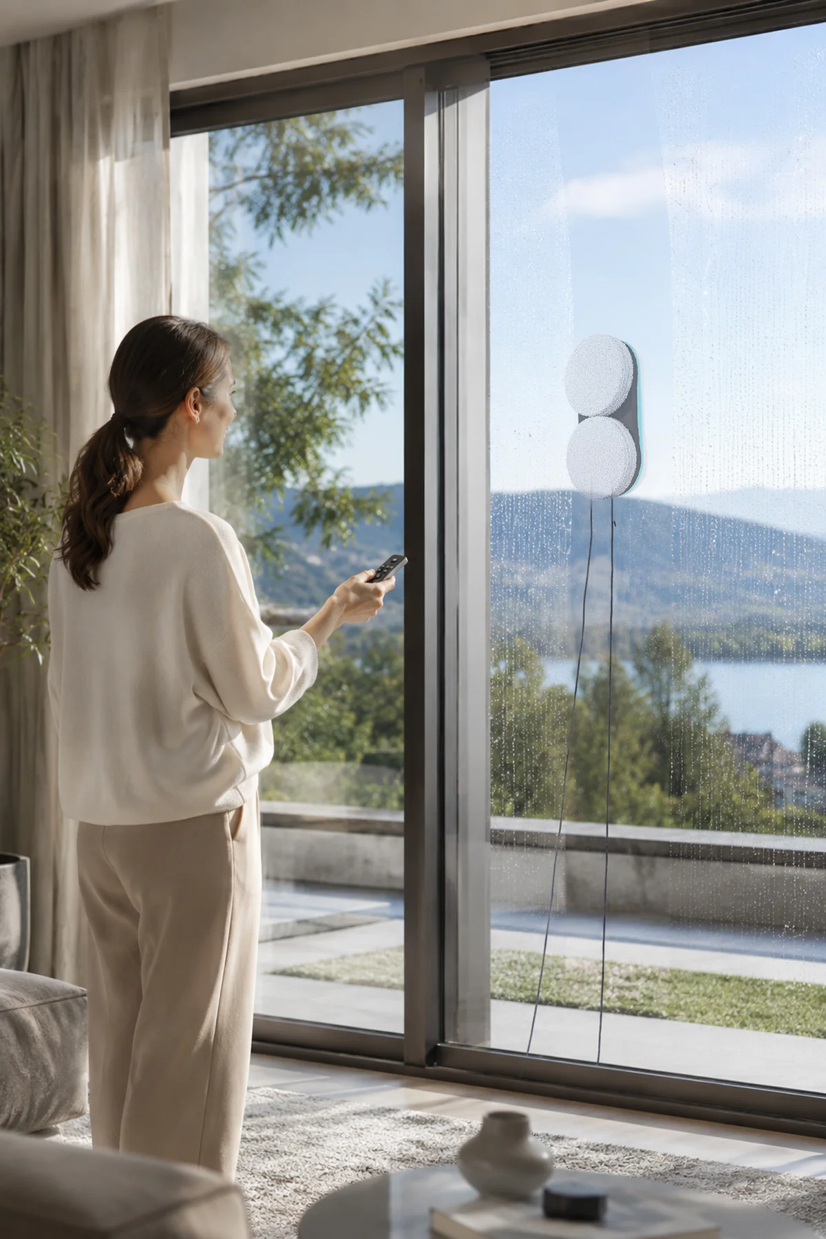 Kwc-7130 Uzaktan Kumandalı Sıvı Püskürtmeli Cam Silme Robotu