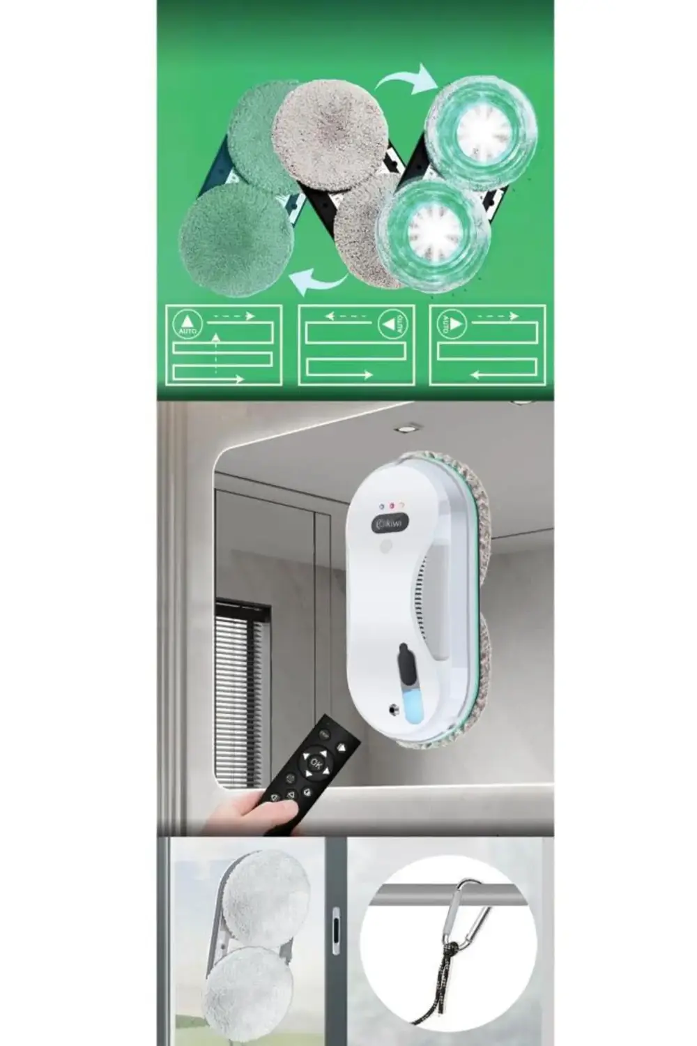 Kwc-7130 Uzaktan Kumandalı Sıvı Püskürtmeli Cam Silme Robotu