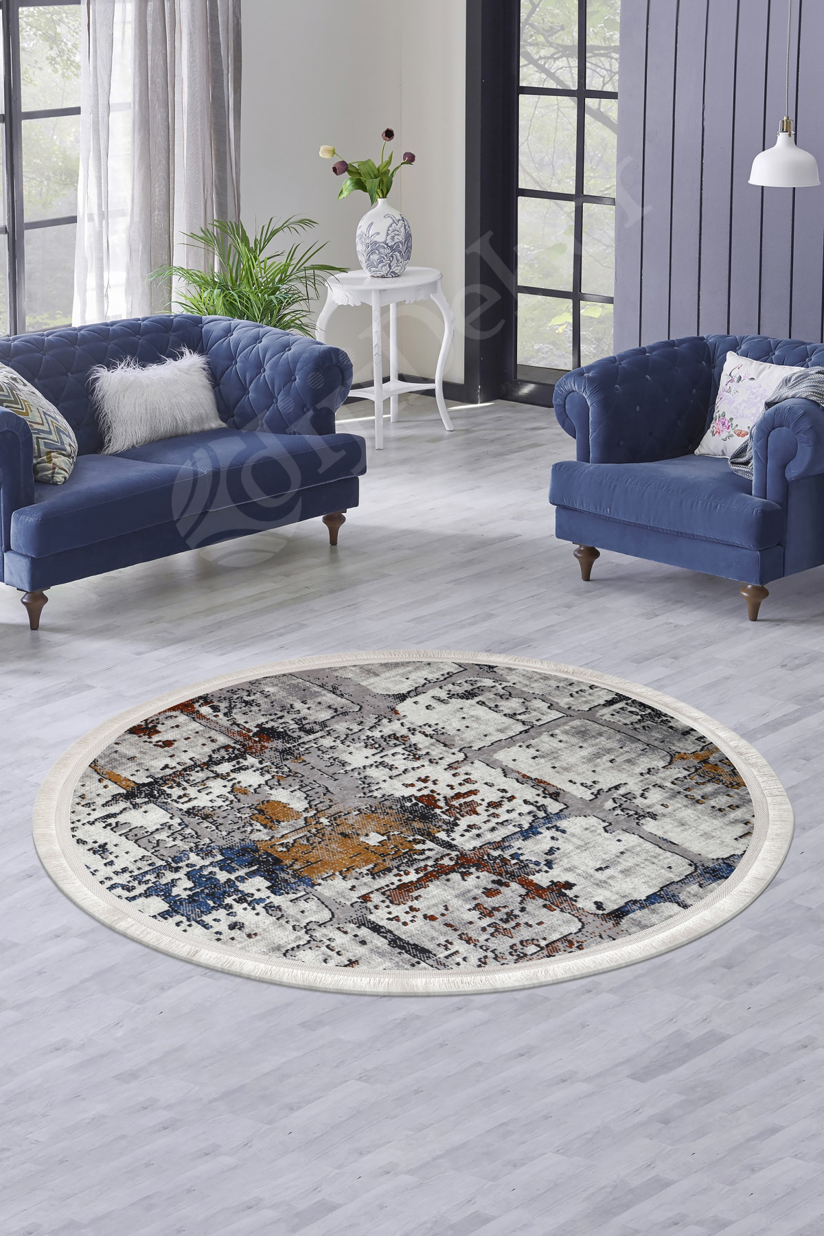 Ky7005 Multi Saçaklı Dijital Yuvarlak Halı Yıkanabilir Banyo Paspası 80x80 Ky7005 Multi Saçaklı Dijital Yuvarlak Halı Yıkanabilir Banyo Paspası 80x80