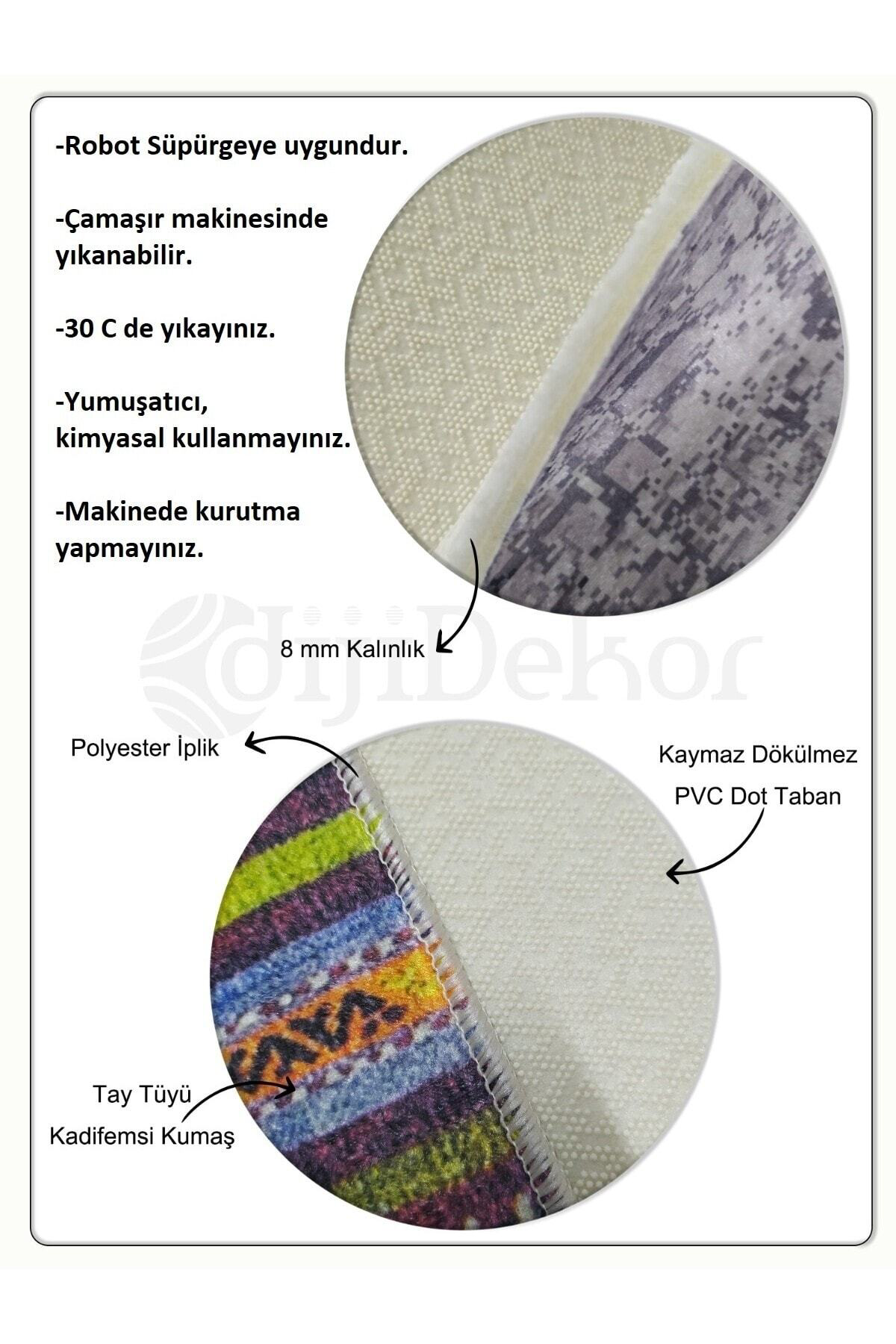 Ky7005 Multi Saçaklı Dijital Yuvarlak Halı Kaymaz Yıkanabilir Banyo Halısı 170X170