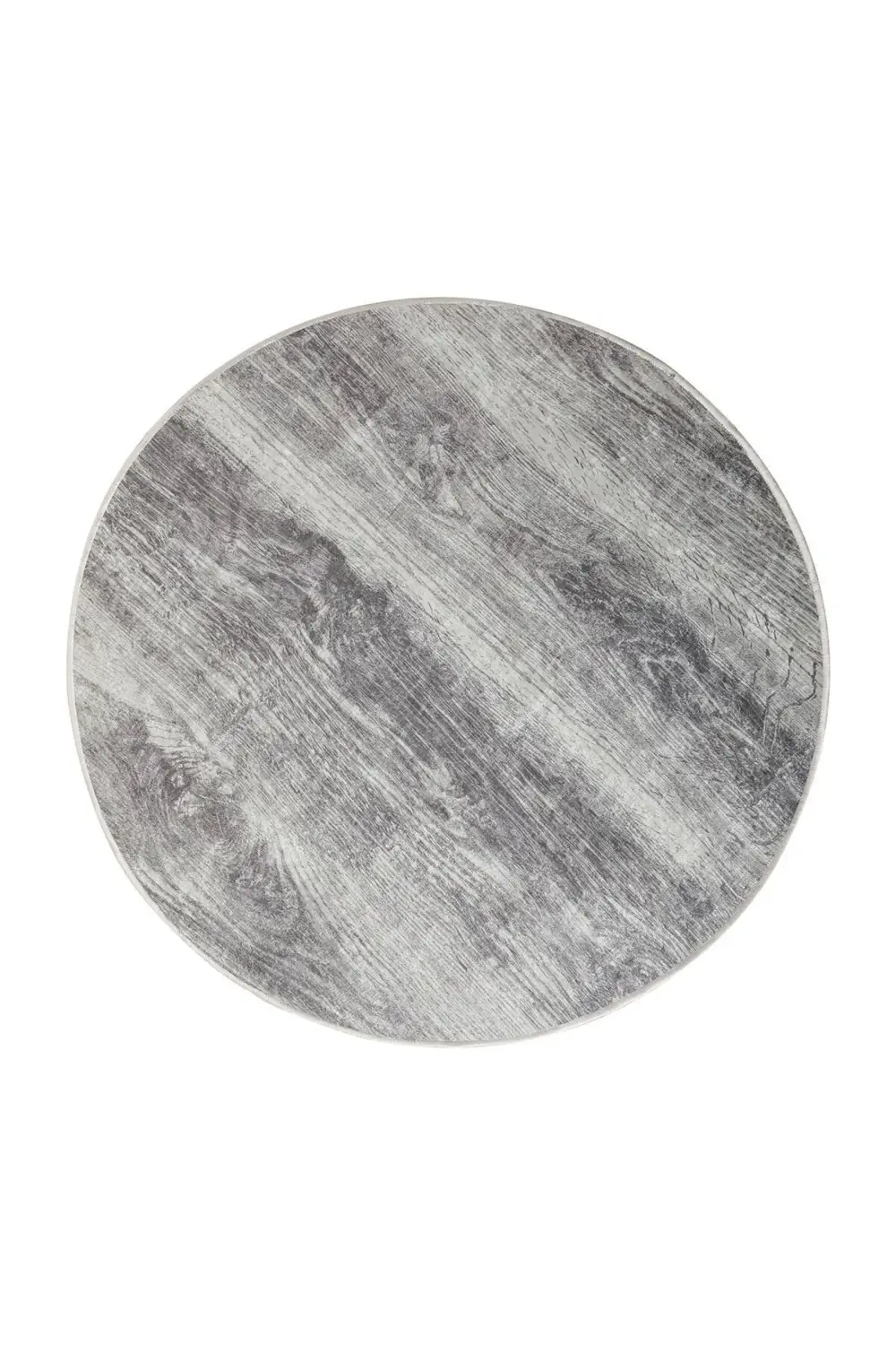 Ky7056 Gri Saçaksız Dijital Yuvarlak Halı Kaymaz Yıkanabilir Mutf