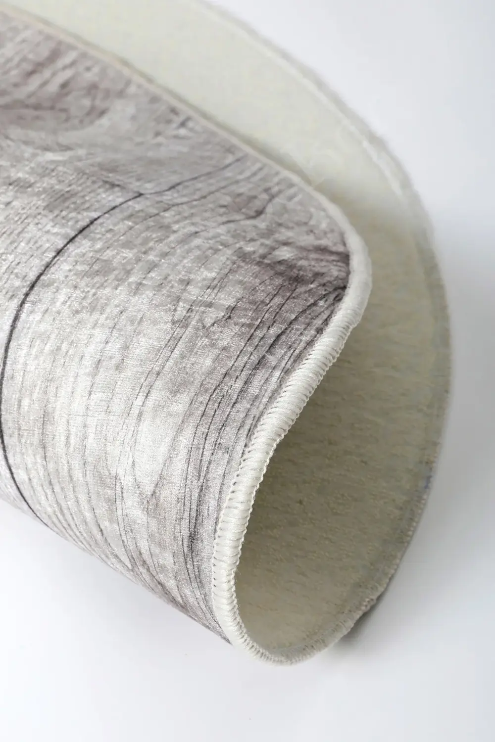 Ky7056 Gri Saçaksız Dijital Yuvarlak Halı Yıkanabilir Banyo Paspa