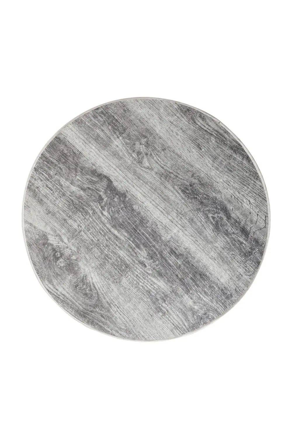 Ky7056 Gri Saçaksız Dijital Yuvarlak Halı Yıkanabilir Banyo Paspa