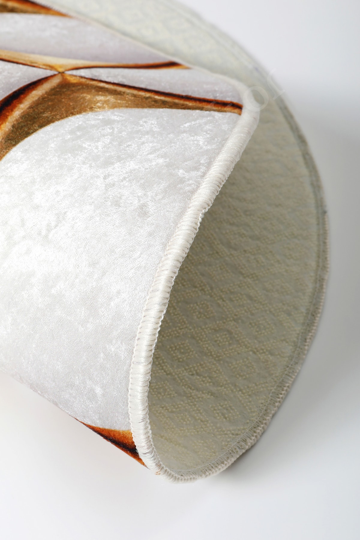 Ky7059 Gold Saçaksız Dijital Yuvarlak Halı Yıkanabilir Banyo Pasp
