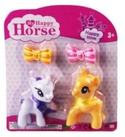 L-34-10 - PONY 2 Lİ FİGÜR SET TOKALI KARTELA BEYAZ - 1 ADET