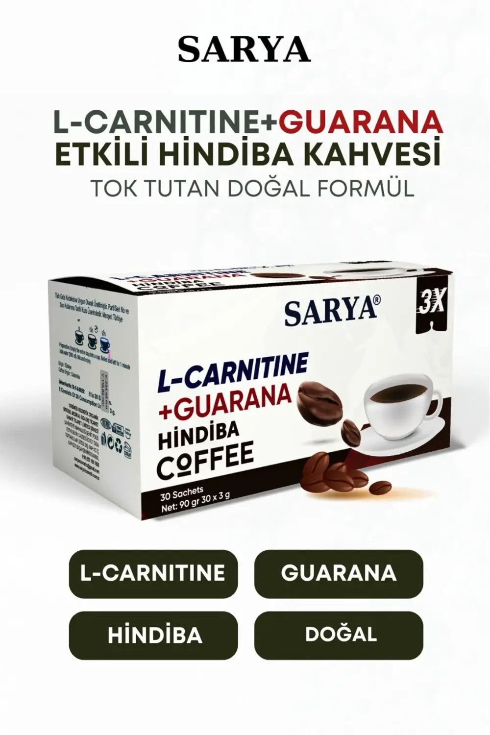 Sarya L-Carnitine Guarana Hindiba Kahve 30 Sachets