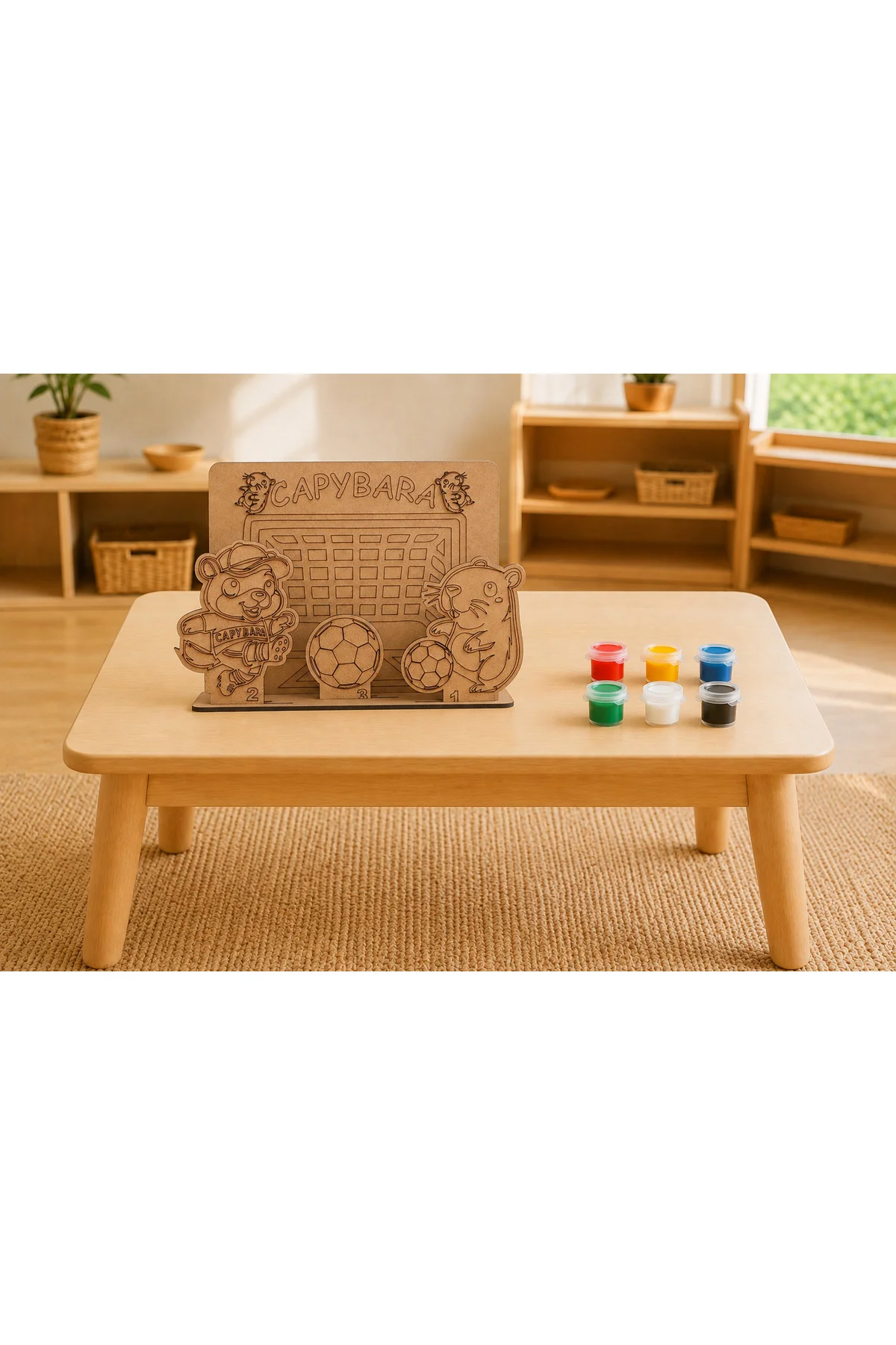 l Temalı Ahşap Boyama Seti – 3D Geçmeli MDF Dekor, 6 Renk Boya ve Fırça Dahil