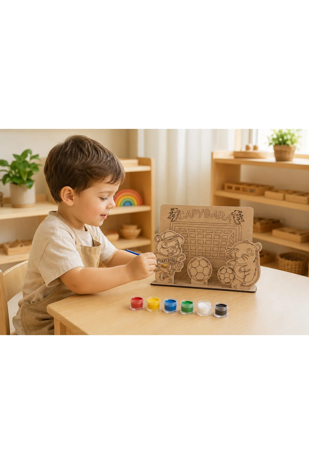 l Temalı Ahşap Boyama Seti – 3D Geçmeli MDF Dekor, 6 Renk Boya ve Fırça Dahil