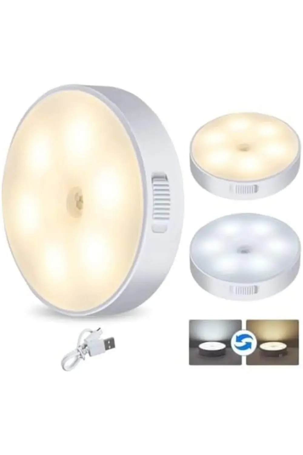 L02 2 Renkli Usb Şarjlı Sensörlü Gece Lambası, Koridor, Dolap İçi