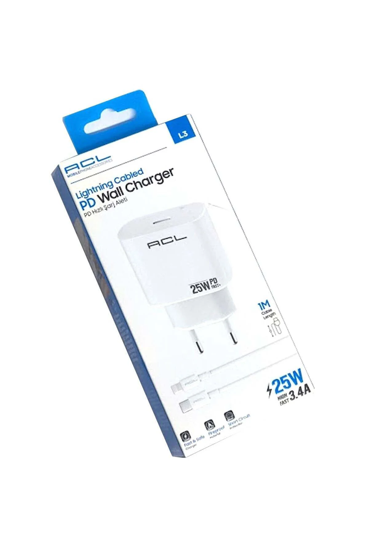 L3 PD 25W USB-C Girişli 1mt Lightning Kablolu Şarj Başlığı iPhone
