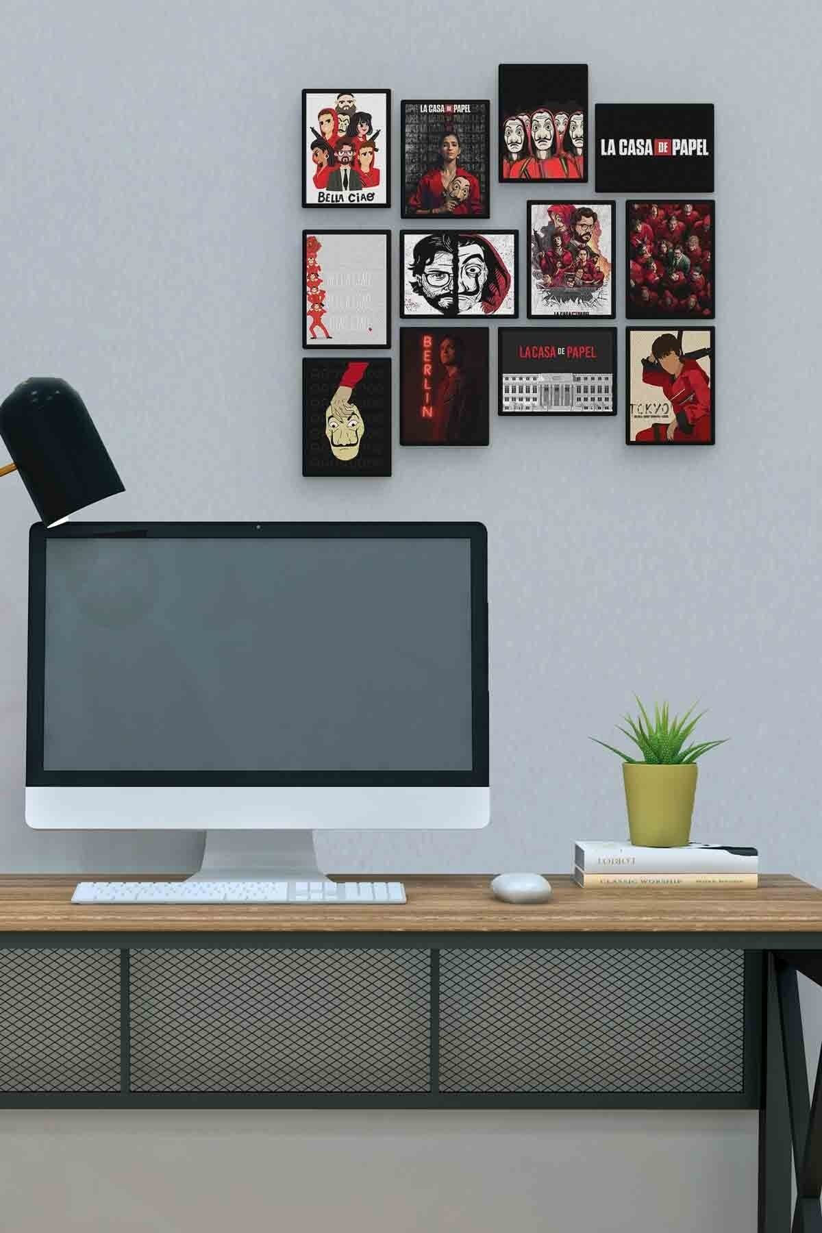 Pi Dekorasyon La Casa De Papel 12 Parça Mdf (Ahşap) Tablo Ofis Boyu 