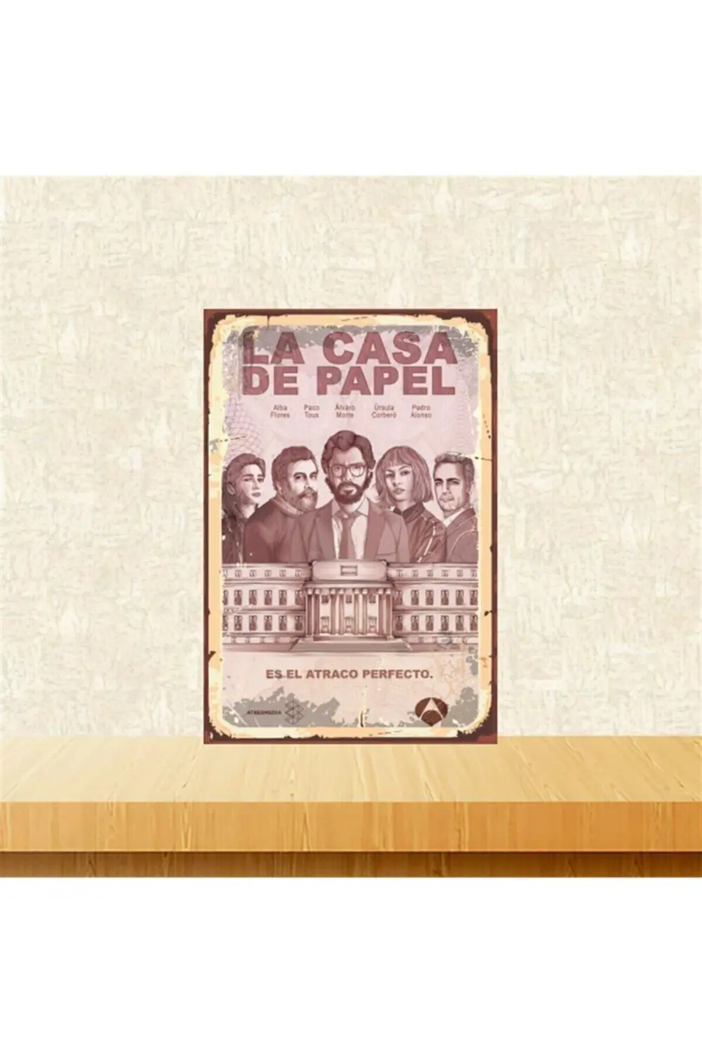 La Casa De Papel Es El Atraco Perfecto 20-30 Cm Retro Ahşap Tablo