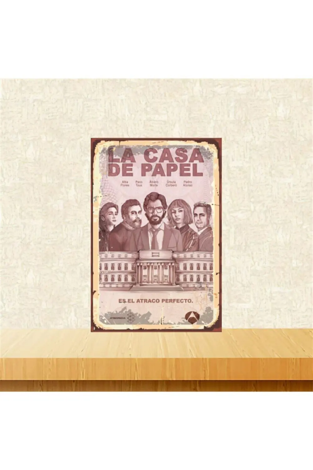 La Casa De Papel Es El Atraco Perfecto 20-30 Cm Retro Ahşap Tablo