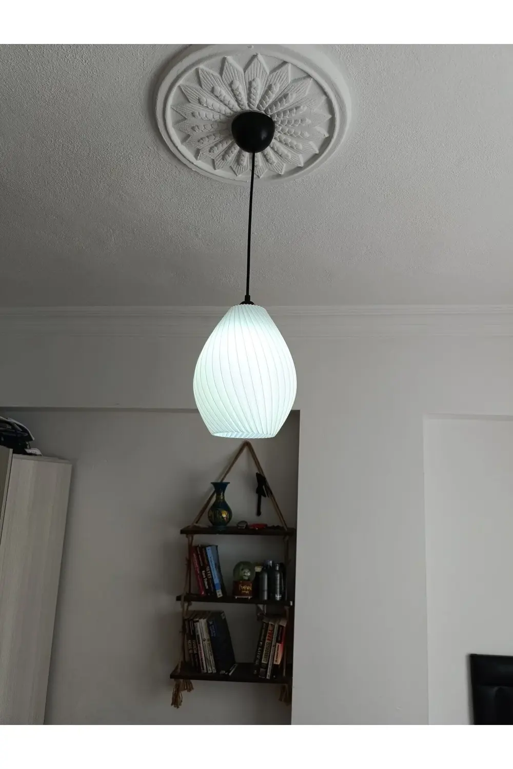 LAAYSA 3D DESIGN SPIRAL Bohem Beyaz Sarkıt Avize Modern Tasarım Y