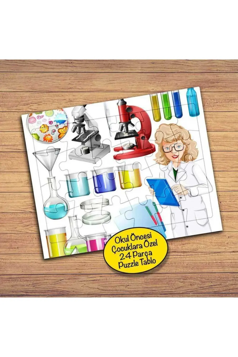 Laboratuvar Ürünleri 24 Parça Çocuklara Özel Yapboz Tablo-086730