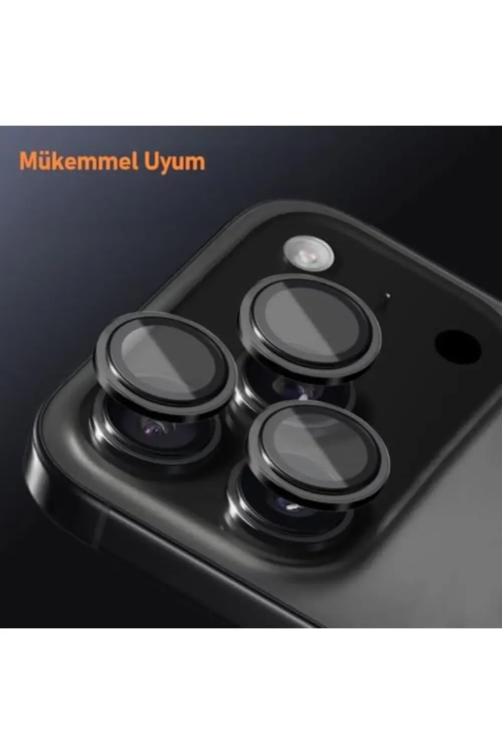 LABS 17 Pro Max ile Uyumlu Metal 9H Kamera Lens Koruyucu (Turuncu