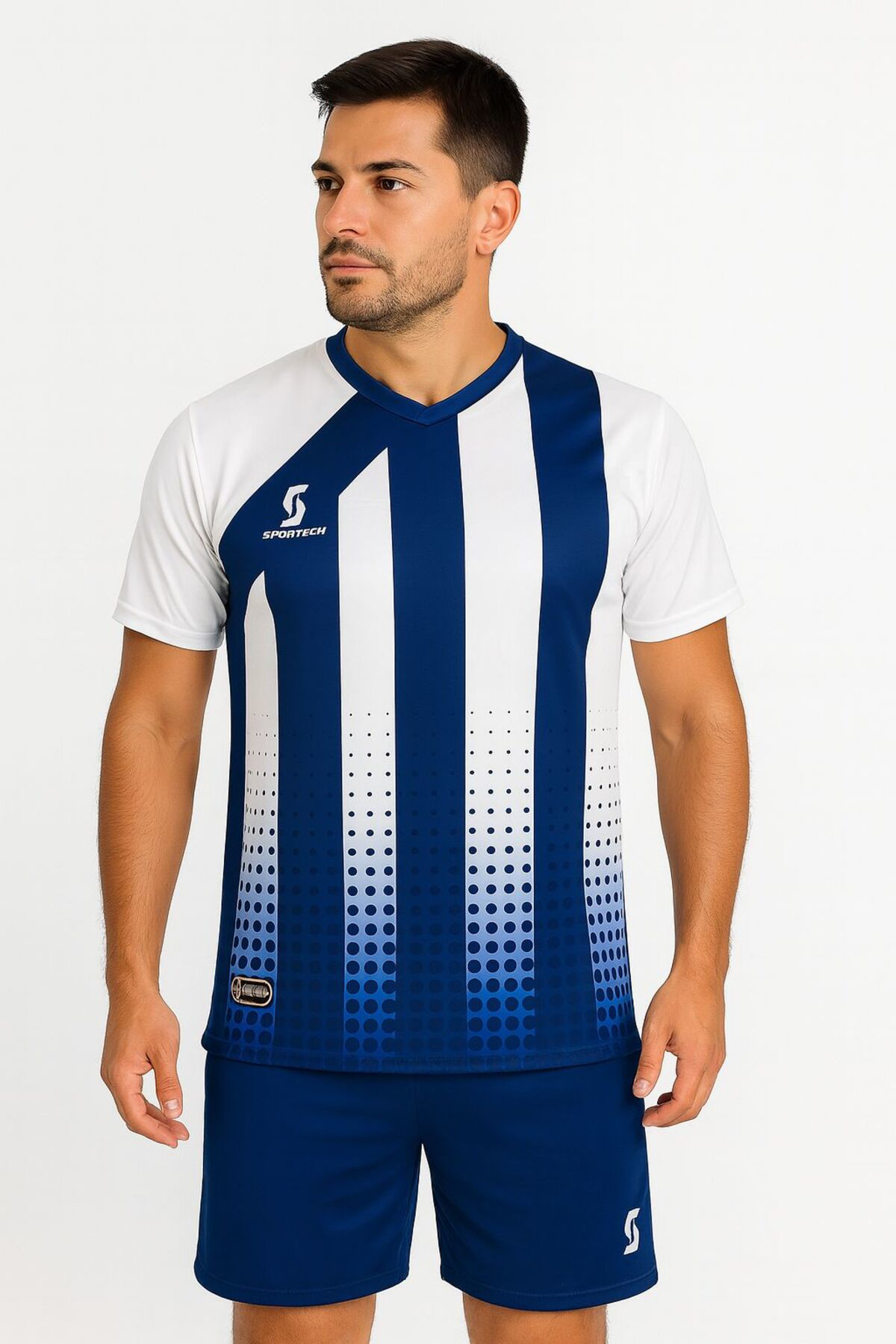 Sportech Lacivert-Beyaz Forma Takımı K0139 (Tek Kelime İsim Ve Numara Yazi