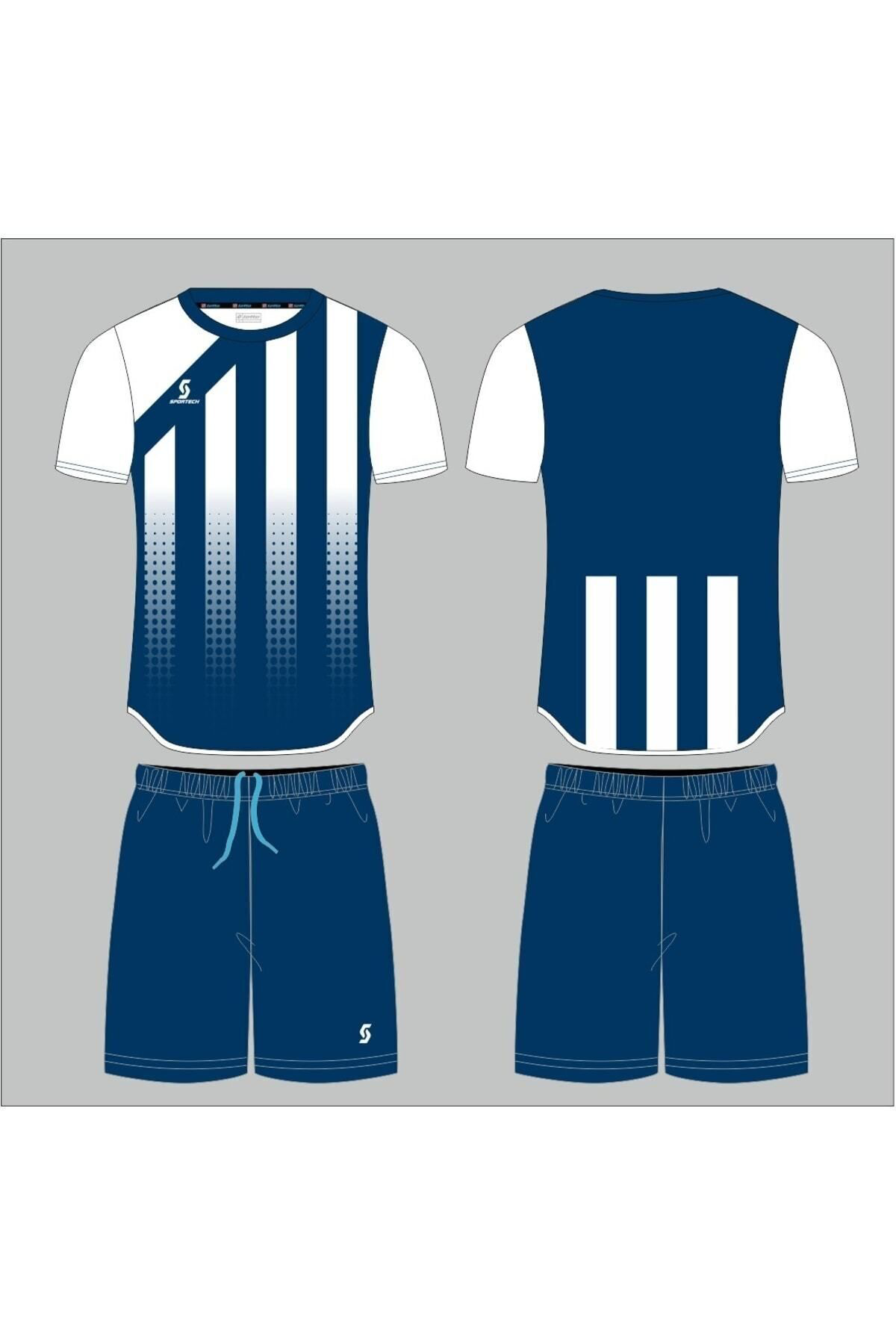 Sportech Lacivert-Beyaz Forma Takımı K0139 (Tek Kelime İsim Ve Numara Yazi