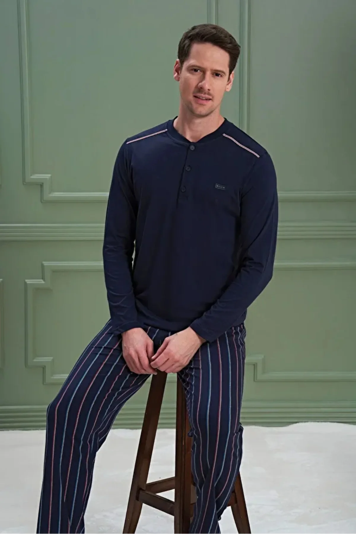 Lacivert Erkek Pijama Takımı M Beden