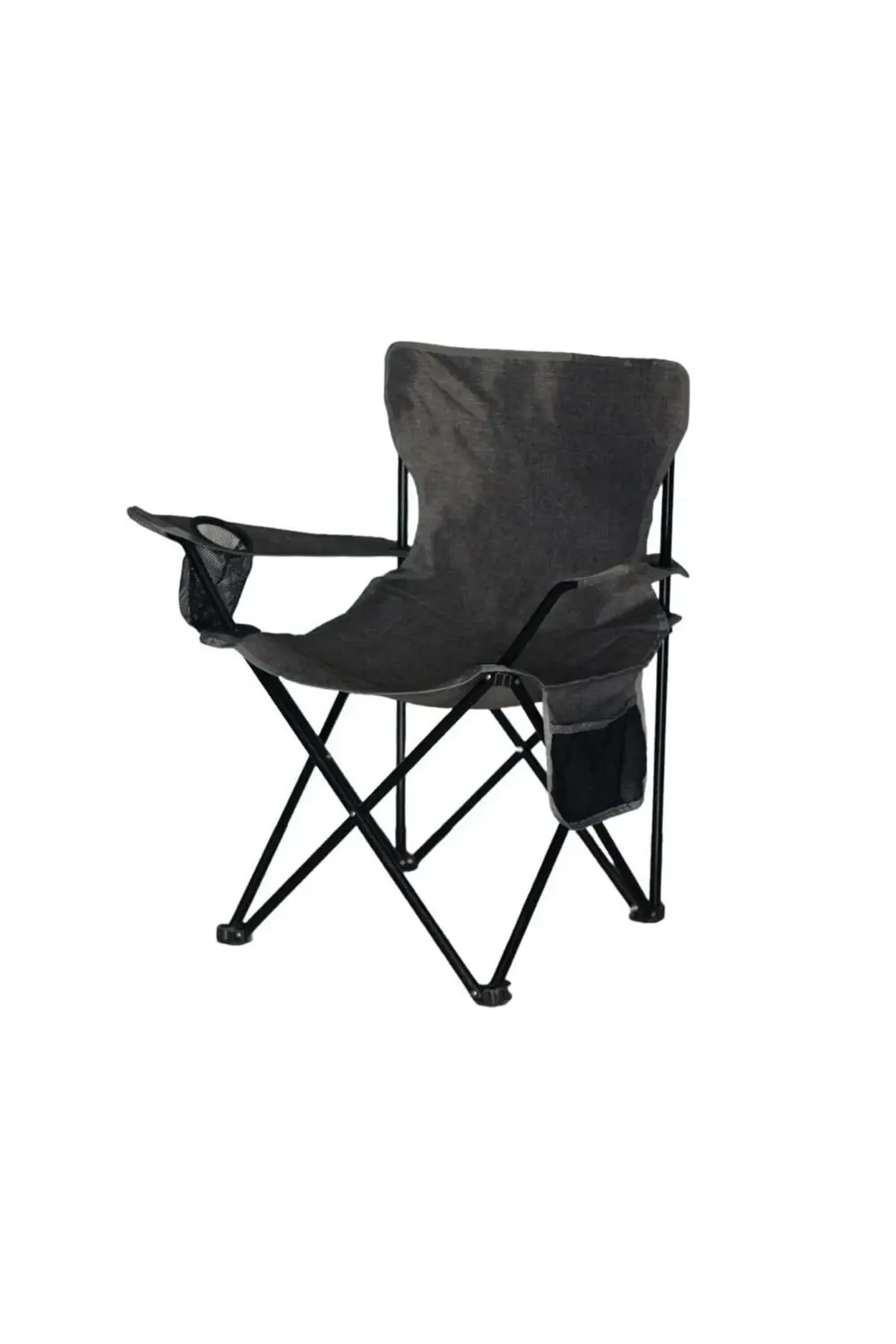 Lacivert Katlanır Rejisörlü Kamp Sandalyesi Cepli Kot Kumaş Taşım