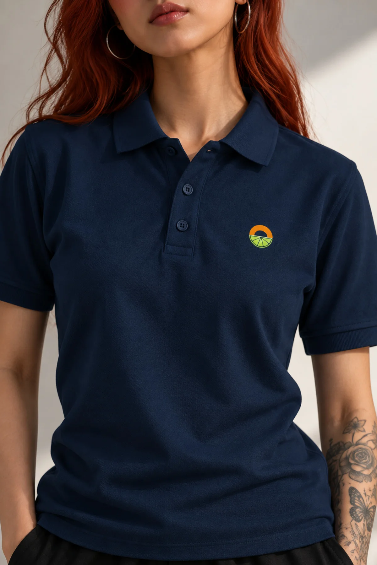 Lacivert Minimalist Logolu Polo Yaka Kısa Kollu Tişört