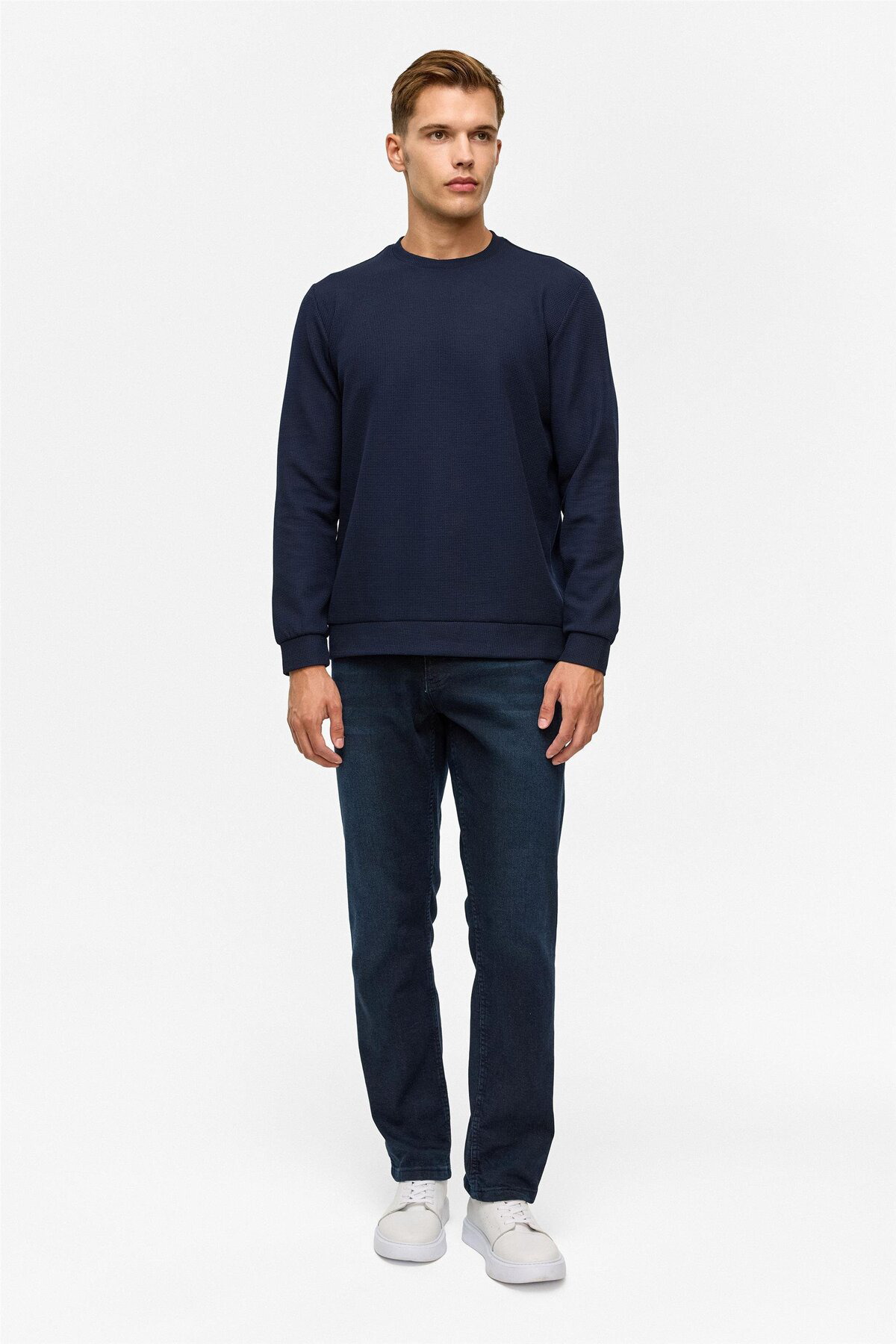 Siyah Regular Düz Bisiklet Yaka Sweatshirt