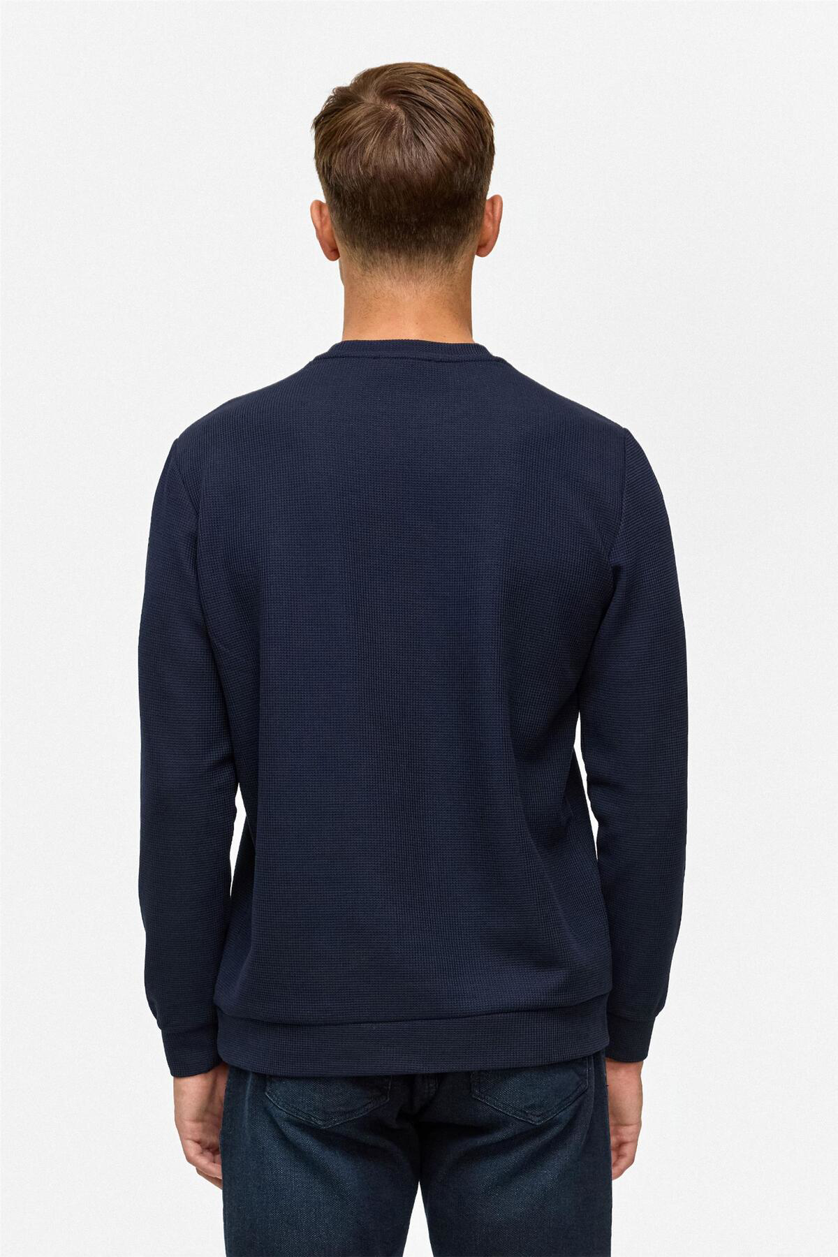 Siyah Regular Düz Bisiklet Yaka Sweatshirt