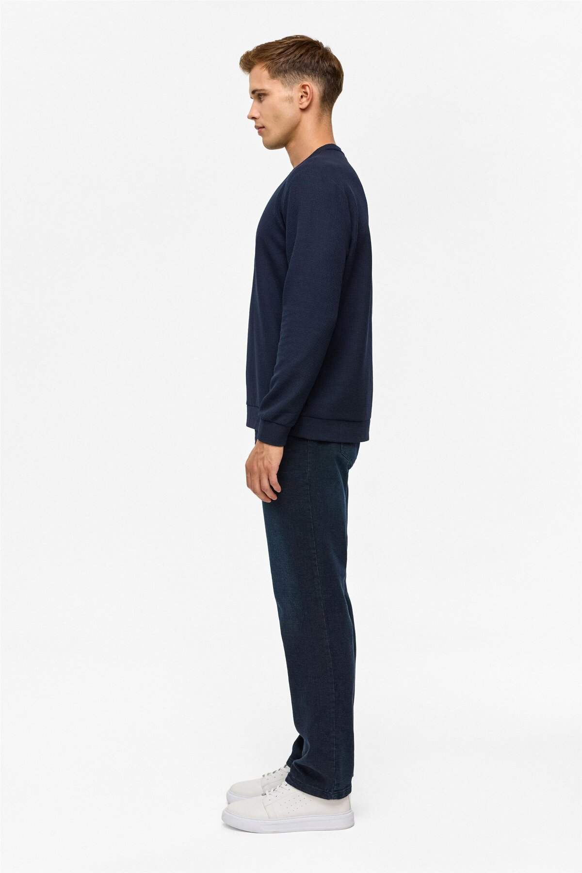 Siyah Regular Düz Bisiklet Yaka Sweatshirt