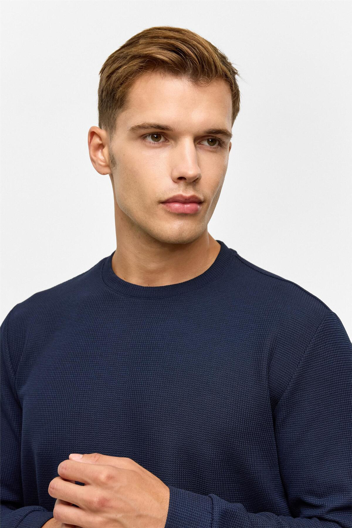 Siyah Regular Düz Bisiklet Yaka Sweatshirt