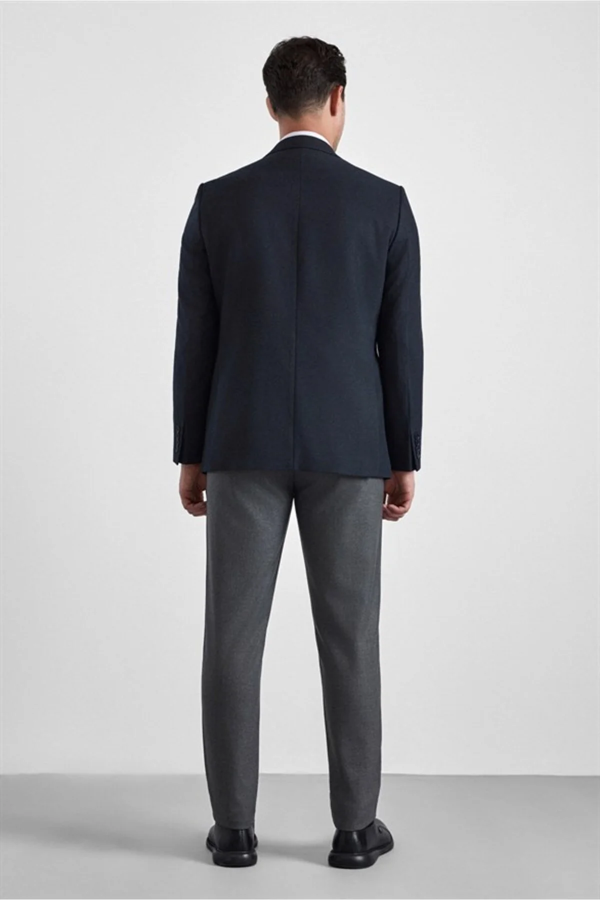 Lacivert Regular Mono Yaka Torba Cep 6 Drop Klasik Ceket