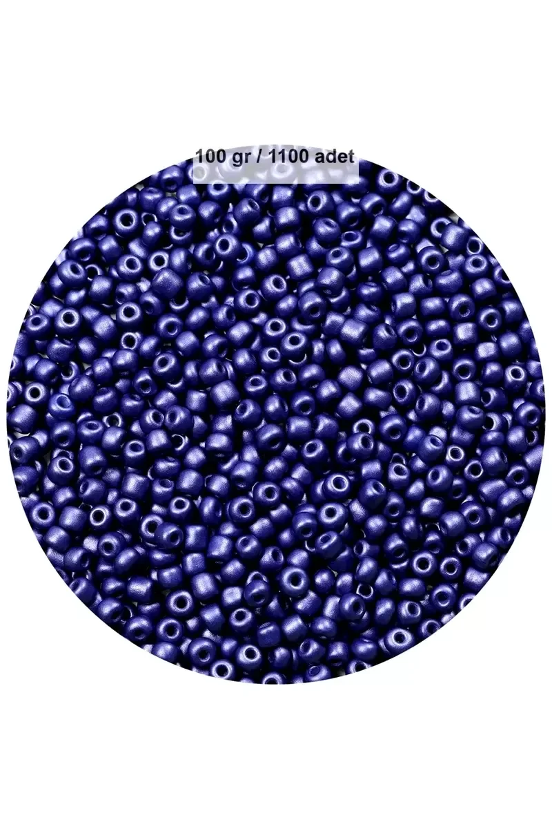 Lacivert Renk 4 mm Yaklaşık 1100 adet / 100 gram Cam Boncuk Oya Y