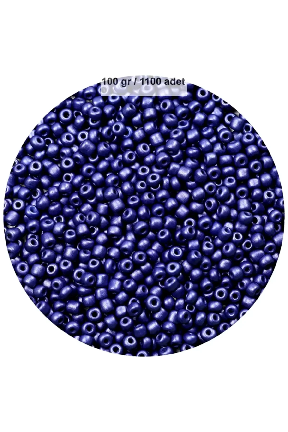 Lacivert Renk 4 mm Yaklaşık 1100 adet / 100 gram Cam Boncuk Oya Y